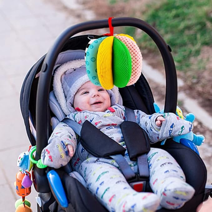 8-in-1 Sensory Balls for Infant Toddlers,Rainbow Fabric Baby Toy for Sensory Development,Montessori Toys for Babies 6-12 Months,8 Different Sensory Tactile Textures with Crinkle Rattle Squeakers