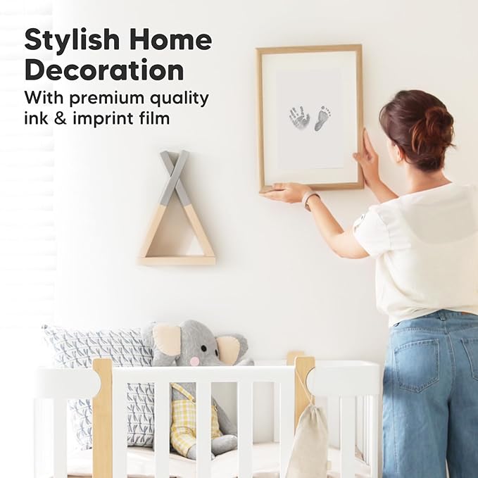 2-Pack Inkless Baby Hand and Footprint Kit - Mess Free Ink Pad for Newborn Keepsake, Dog Nose & Paw Print Kit, Clean Touch Ink Pad for Baby Hand & Footprints, Ideal New Mom Gifts (Silver)