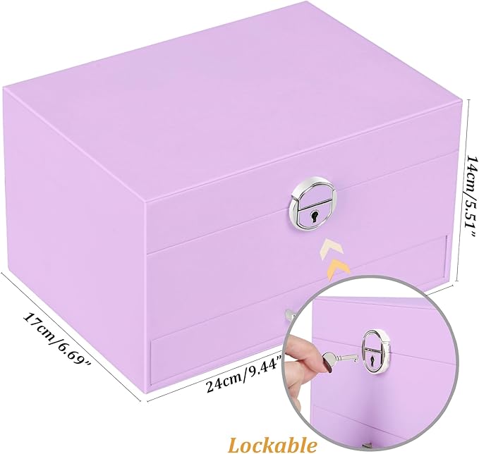 Earrings Jewelry Box for Girls, 5 Layers Jewelry Organizer with Earring Holder Organizer for Girls Earring Organizer Jewelry Boxes for Women Earrings and Necklaces Jewelry Box Organizer Violet