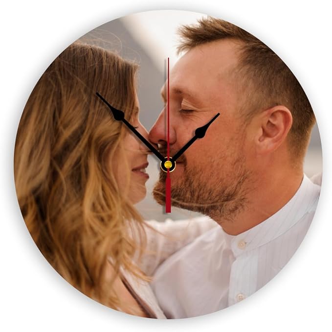 Generic Custom Clocks for Walls Personalized Picture Hanging Time Clocks That PVC Customized Round Silent Clock for Living Room Creative, 12inch-30cm