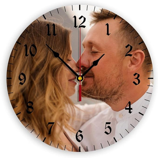 Generic Custom Clocks for Walls Personalized Clocks with Photo Text Logo Silent Non Ticking Round Decoration for Kitchen Family Friends Gifts, 10inch-25cm
