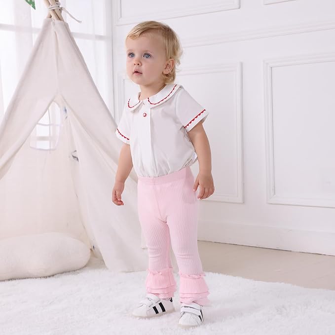 Newborn Toddler Baby Girl Pants Leggings Ribbed Straight Flare Infant Girl Pants Leggings Bell Bottoms 5 Packs