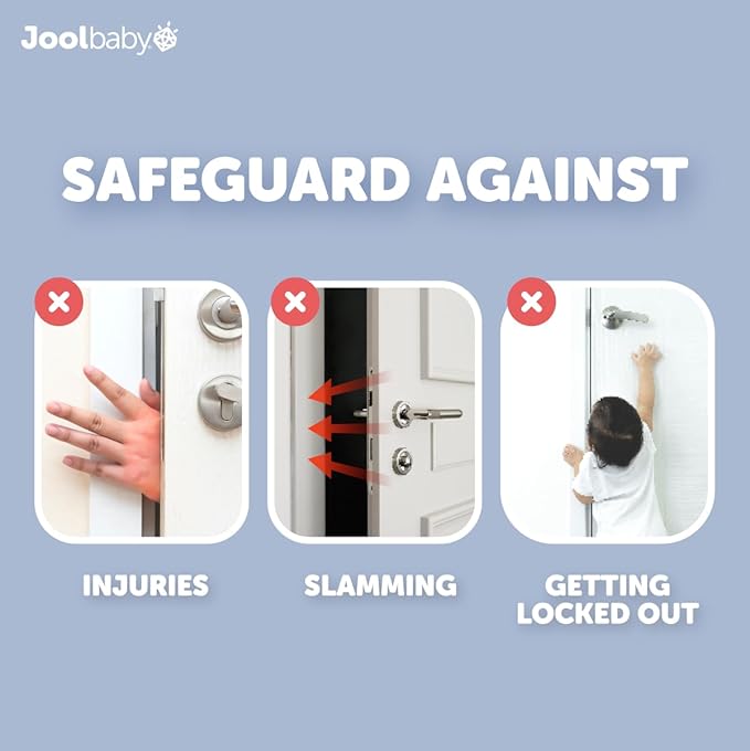 Jool Baby Door Pinch Guards (6 Pack) – Slam Preventer – Babyproof Doors to Avoid Pinched Fingers & Door Slamming, Keep Pets from Getting Locked in