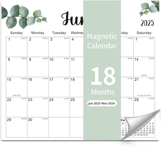 2025-2026 Magnetic Fridge Calendar 18 Monthly Magnetic Calendar for Refrigerator 2025-2026 Wall Calendar Planner Runs from June 2025 Until November 2026 Easy Organizing Markers Tearable (Nature)