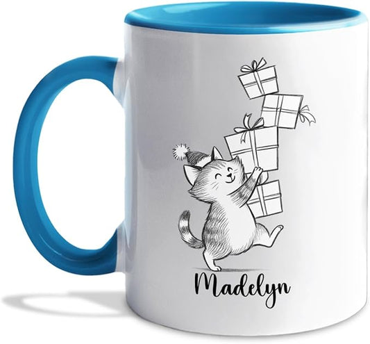 Customized Name Cat Lover Ceramic Mug Gift For Cat Mom/Dad/Family/Friends, Personalized Cats Coffee Mug 11 15Oz, Cute Cats White Accent Cup Gift For Birthday Christmas Thanksgiving, Animal Teacup