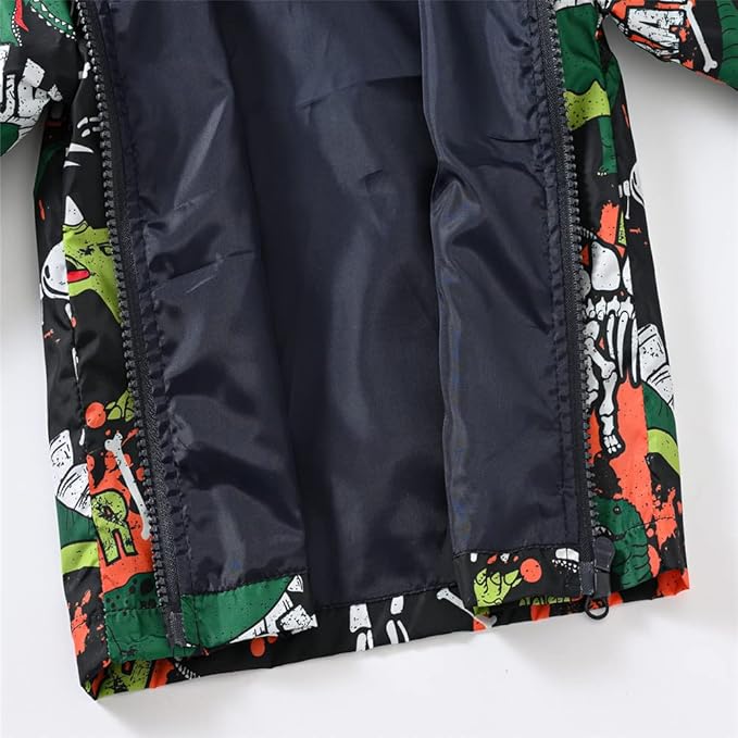 TUIJI Toddler Boys Girls Cartoon Print Zip Jacket Hooded Trench Lightweight Kids Coats Windbreaker Outdoor Cute Dust Coats