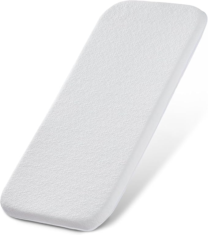 ANGELBLISS Bassinet Mattress Topper, Gel Memory Foam Mattress with Removable Cover Fit for Cradle and Moses Basket (32" x 16"), Waterproof Breathable Soft Bassinet Mattress