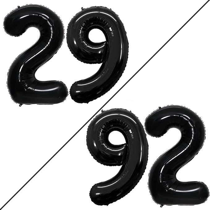 GOER Number 29 Balloons for 29th Birthday Party Decorations,42 Inch Jumbo Foil Helium 92 Balloons for 92nd Birthday Party Decoration (Black)