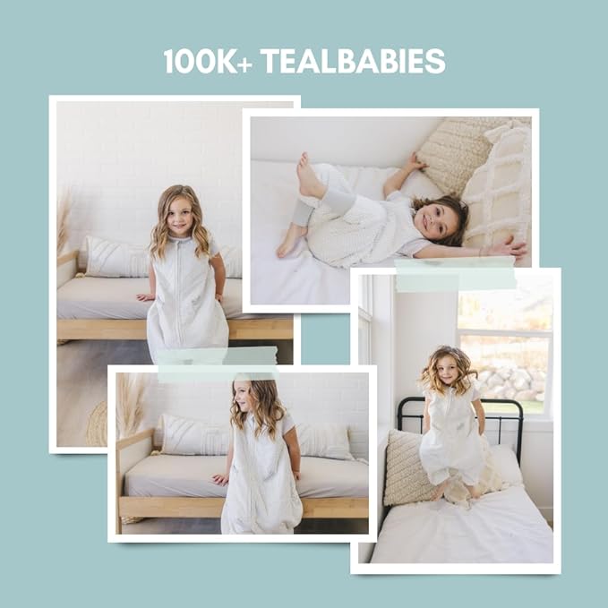 Tealbee Dreamsuit: Toddler Sleep Sack with Feet 3T 4T - 0.8 TOG Summer Lightweight Baby Wearable Blanket for Walkers - Rayon Made from Bamboo, Organic Cotton Sleep Bag - Dash