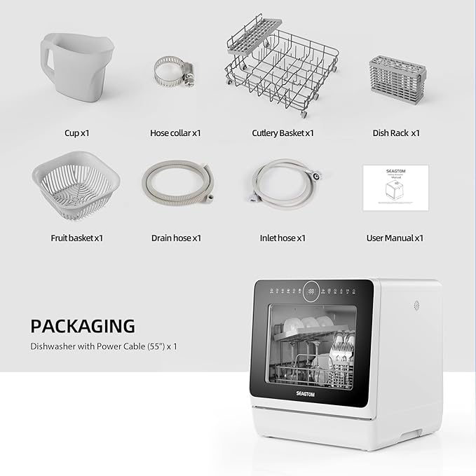 Countertop Mini Portable Dishwasher Tabletop Small Dishwasher with 5L Built-in Water Tank No HookupNeeded, Baby Care & Air-Drying Function，3 Place Set Capacity for Apartments Dorms Camping RVs