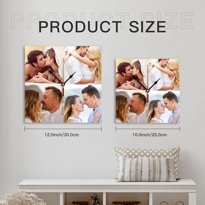 Generic Custom Wall Clock Personalized Wall Photo Customized Round Clock for Birthday Wedding Present Family Friends Gifts, 10inch-25cm