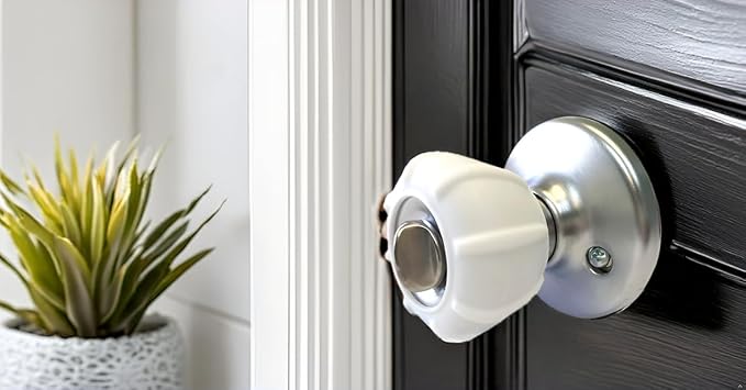 Enjoy Cover - 2 Pack Silicone Door knob Grips Maximum Grip Nonslip Arthritis & Senior Living Aids Grippy Easy Open Fits All Door Knob Universal Size Decorative (White)