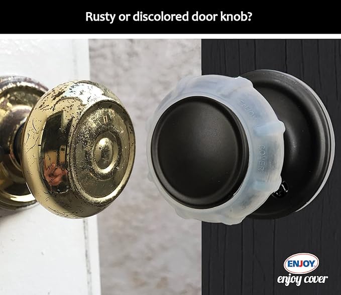 Enjoy Cover - 2 Pack Silicone Door knob Grips Maximum Grip Nonslip Arthritis & Senior Living Aids Grippy Easy Open Fits All Door Knob Universal Size Decorative (Foggy Clear)