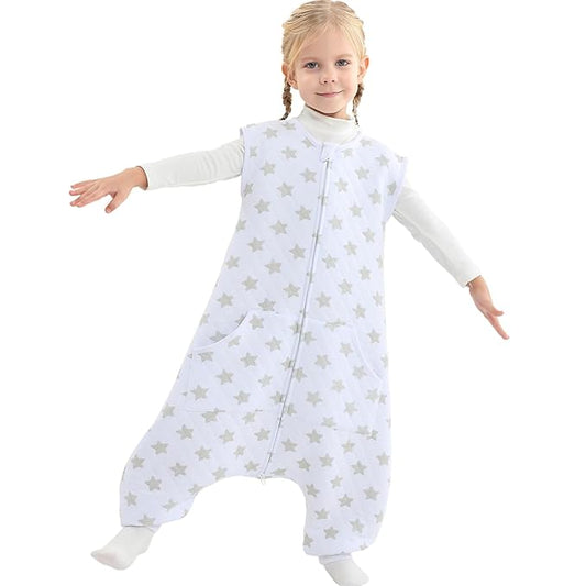 Baby Toddler Sleep Sack with Feet 2.5 TOG Winter, Wearable Blanket with Legs, Toddler Sleeping Sack Long Sleeve (Greystar, 12-24 Month)