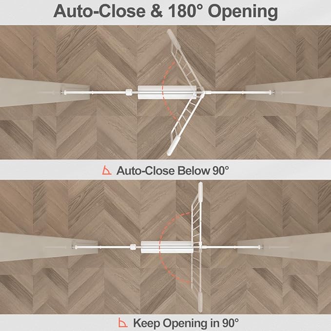 Fairy Baby Extra Wide Baby Gate for Doorways Auto Close Safety Gates for Bedroom, Fits 57.5 Inch to 62 Inch with Pressure Mounted Extention Kit, White