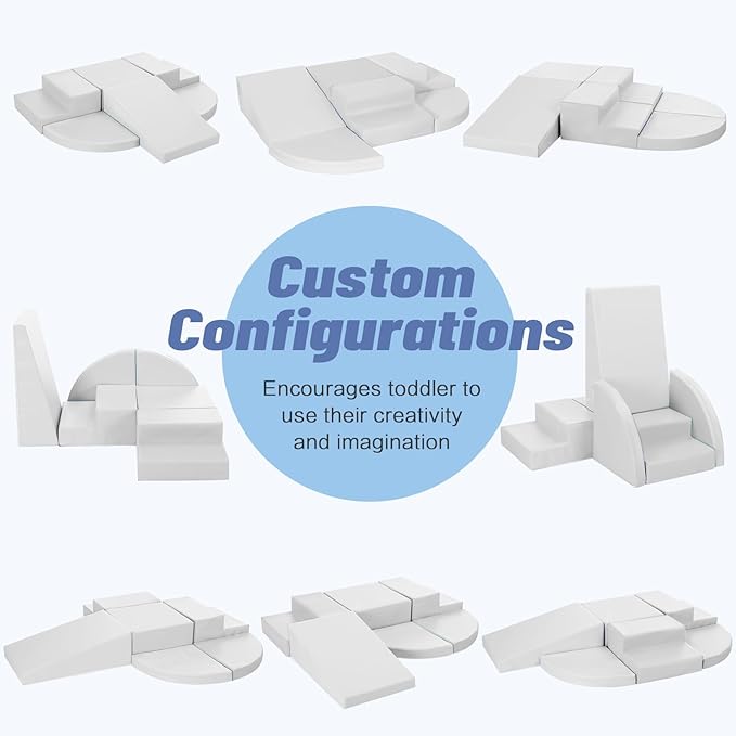 6-Piece Soft PU Leather Toddlers Climbing Toys, Baby Foam Climbing Blocks for Kids 3, Baby Climbing Structures Play Gym for Toddlers, Indoor Climb and Crawl Activity Play Set