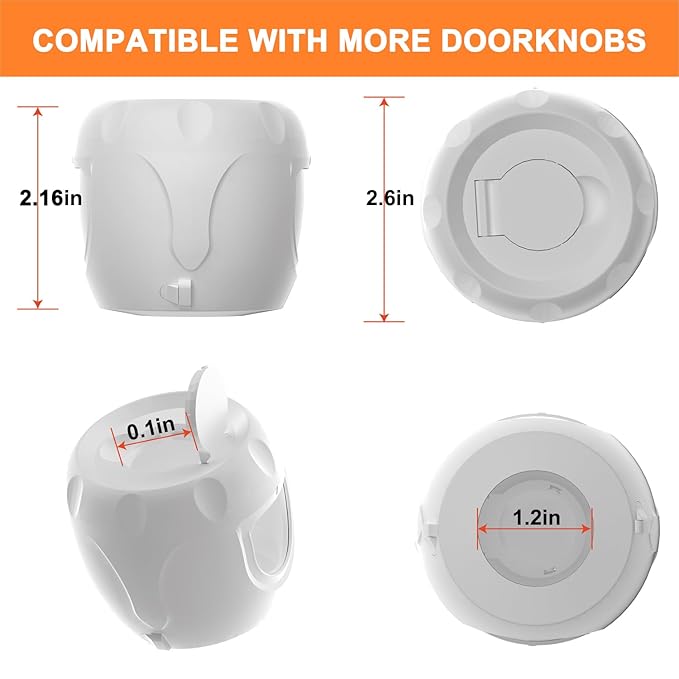 Innovative Door Knob Safety Cover for Kids (4 Pack) New Hidden Holes Covers and Lockable Design Babyproof Door knob Handle Cover - No Screwdriver or Tools Needs