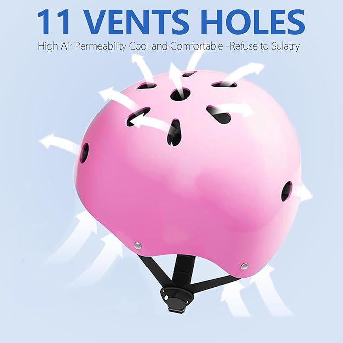 Kids Bike Helmet with Knee Elbow Wrist Pads Guards,Pink,for Ages 2-3-5-8-14,Sports Bicycle,Skate Scooter,Rollerblading with Unicorn Sticker