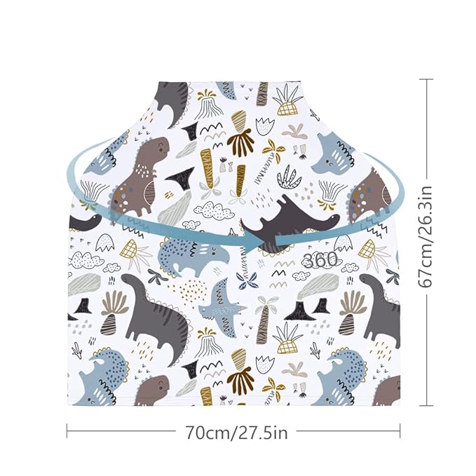 Yoofoss Nursing Cover Breastfeeding Scarf - Baby Car Seat Covers, Infant Stroller Cover, Strechy Carseat Canopy for Boys and Girls (Dinosaur)