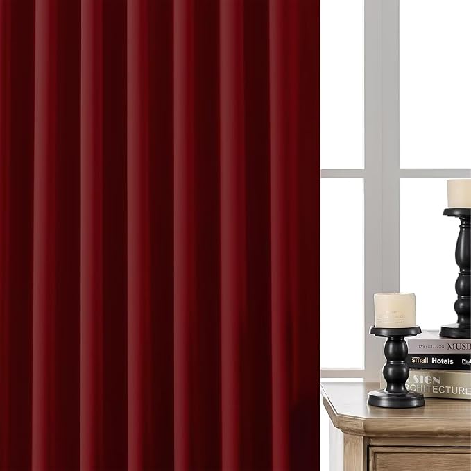 Joydeco Blackout Curtains 96 Inches Long for Bedroom, Thermal Insulated Black Out Curtains 2 Panels Set, Room Darkening Drapes for Living Room Window (W52 x L96 Inch, Burgundy Red)