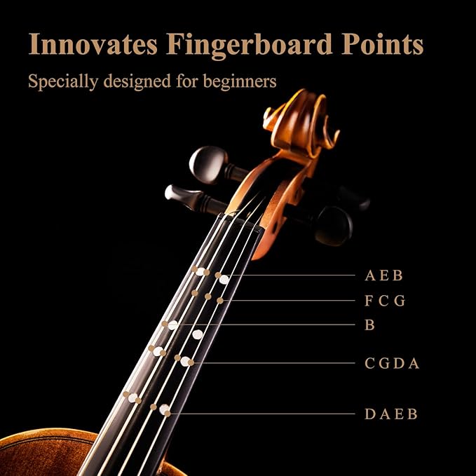 Eastar 4/4 Full Size Violin Set Matte Fiddle for Beginners Adults with Hard Case, Rosin, Shoulder Rest, Bow, Tuner and Extra Strings (Imprinted Finger Guide on Fingerboard), EVA-3