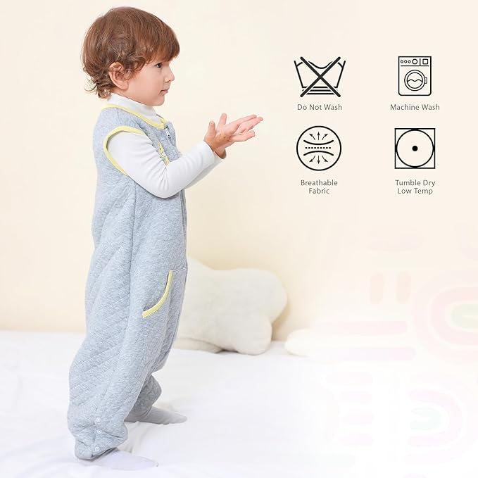 Baby Toddler Sleep Sack with Feet 2.5 TOG Winter, Wearable Blanket with Legs, Toddler Sleeping Sack Long Sleeve (Giraffe, 12-24 Month)