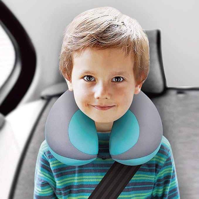 MOOB Carseat Pillow for Toddlers,Pillow for Baby Car Seat Comfortably Designed for Head, Neck, and Chin Support - Kids Neck Pillows for Travel Gifts for Toddler/Child/Kids,Yellow + Grey Blue