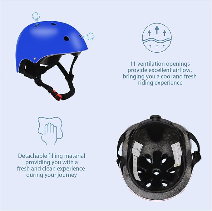 Color Gradient Adjustable Kids' Helmet with Knee & Elbow Pads Set | Multi-Sport Safety Gear for Boys & Girls Ages 5-14 | Skateboarding, Scooters, Roller & Inline Skating, Longboarding