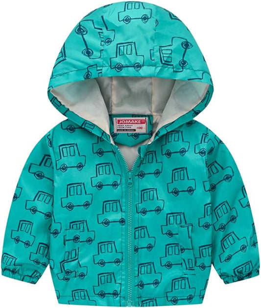 TUIJI Toddler Boys Girls Cartoon Print Zip Jacket Hooded Trench Lightweight Kids Coats Windbreaker Outdoor Cute Dust Coats