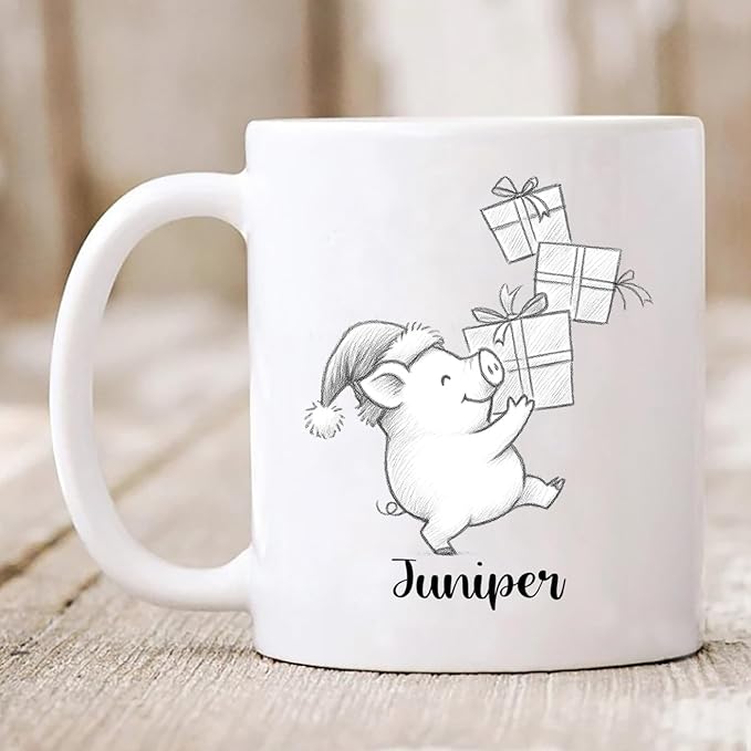 Customized Choose Name Pigs White Coffee Cup Gift For Dad Mom Daughter Son Kids, Pig Lover Accent Coffee Mug, Personalized Pig Ceramic Cup 11Oz 15Oz, Funny Pigs Travel Mug Gift For Birthday Christmas