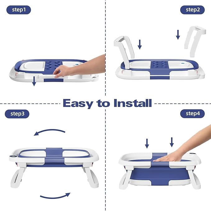 Collapsible Baby Bathtub,Baby Bath Tub with Soft Cushion & Thermometer,Baby Bathtub Newborn to Toddler 0-36 Months,Portable Travel Baby Tub
