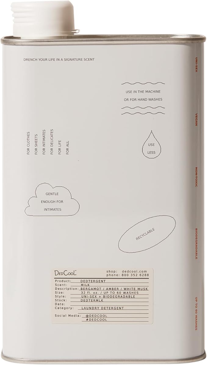 DedCool Liquid Laundry Dedtergent | Milk | Luxurious Fragrance Detergent | Removes Stains | Infused with Natural Essential Oils | Non-Toxic | 60 Washes | 32 fl oz