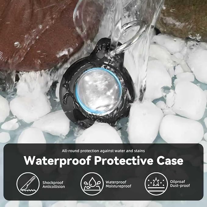 Upgrade Waterproof 2 Pack Airtags Holder with Apple Airtags Keychain, Hard PC Air Tag Case, Anti-Scratch & Shock Air tag Holder, Men's Women's Keyrings & Keychains - Black+Black