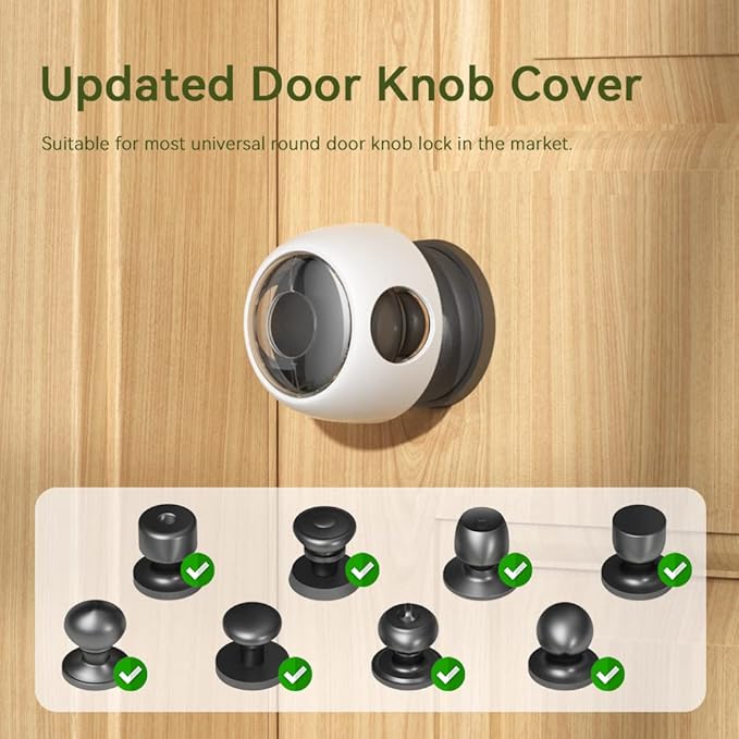 EUDEMON 4 Pack Updated Door Knob Cover Baby Safety Door Lock Childproof Safety Cover Door Handle Cover for Kids Safety (Clear-White)