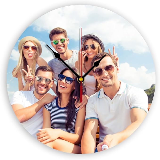 Generic Custom Clocks for Walls Personalized Clocks with Picture Customize Gifts for Kitchen Bathroom Home Wedding Friend Family Lover, 10inch-25cm
