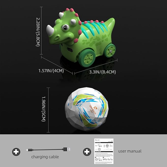 Interactive Dinosaur Toy Car, Electronic Dinosaur Car with Smart Follow Ball and Gesture Control, Rechargeable, Dino Toys for 3 Year Old Boys Girls and Toddlers,Boy Toys Age 3,4,5 and Up