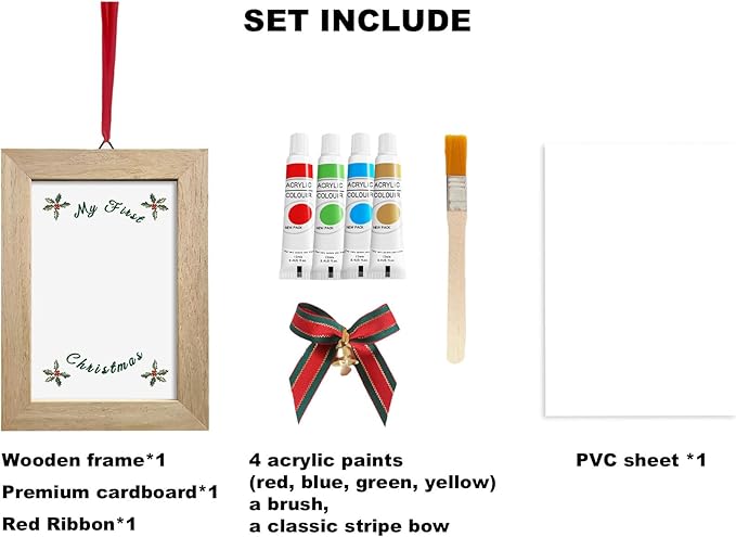 TwoDays Baby's First Christmas Ornament 2025 - DIY Handprint Picture Frame Kit for Tree, Newborn Christmas Gift for Boy or Girl, My 1st Xmas Keepsake Decoration