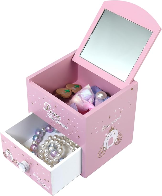 Girl Jewelry Box Pink Tabletop Storage Box Little girl birthday christmas Gift kids jewelry box Organizer