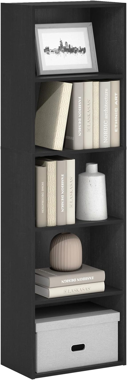 Furinno Luder Bookcase / Bookshelf / Storage Shelves, 5-Tier, Blackwood