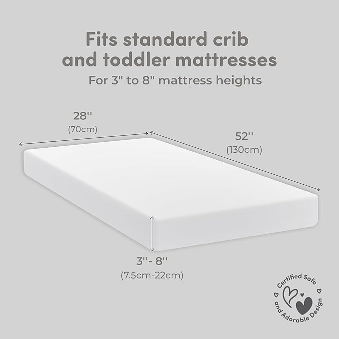 Sweety Fox 2-Pack Cotton Jersey Crib Sheets – Soft Fitted Sheets for Boys and Girls, Mini Crib Sheets, Toddler Bed Sheets (White)