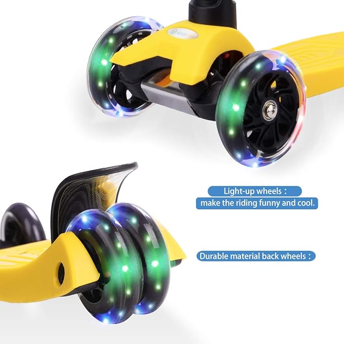 3 Wheel Scooter for Kids Ages 6-12,Kids Scooter with Light Up Wheels, Sturdy Deck Design, and 4 Height Adjustable Suitable for Kid Ages 3-12
