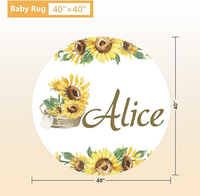 Personalized Baby Bedding Set - 5 Pcs Custom Infants Bedding Set with Infant Name - Double Layer Nursery Crib Set for Girls Boys - Customized Gifts for Toddler Baby Shower - Yellow Sunflower