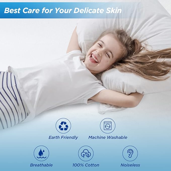 Waterproof Mattress Pad Protector Cotton Hypoallergenic Breathable Mattress Pad Cover, Deep Pocket