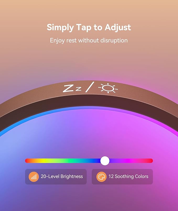 Dreamegg Sunrise Alarm Clock - Sound Machine for Sleep, 12 Ambient Colors &20-Level Dimmable Night Light, 25 Soothing Sounds, White Noise Machine, Wake Up Light for Adults, Stylish Bedroom Decor&Gift