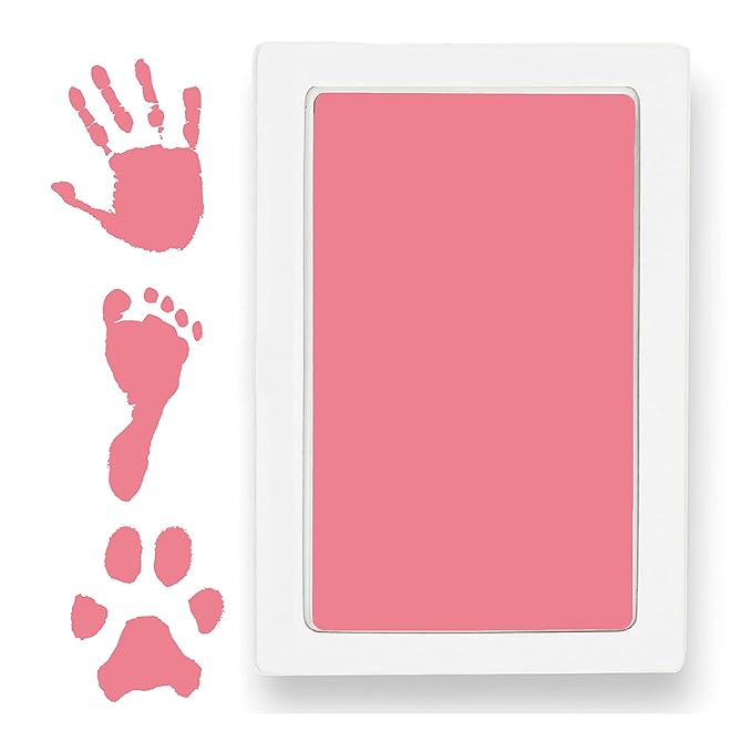 Extra Large Clean Touch Ink Pad for Baby Handprints and Footprints – Inkless Infant Hand & Foot Stamp – Safe for Babies, Doesn’t Touch Skin – Perfect Family Memory or Gift by Tiny Gifts, Pink