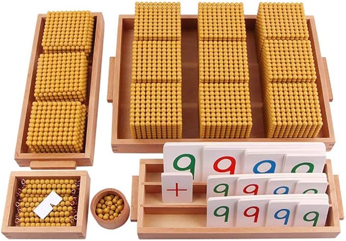 Kghios Montessori Golden Beads Materials Decimal System Bank Game Montessori Math Toys Mathematics Teaching Aids Materials Baby Preschool Education Toys