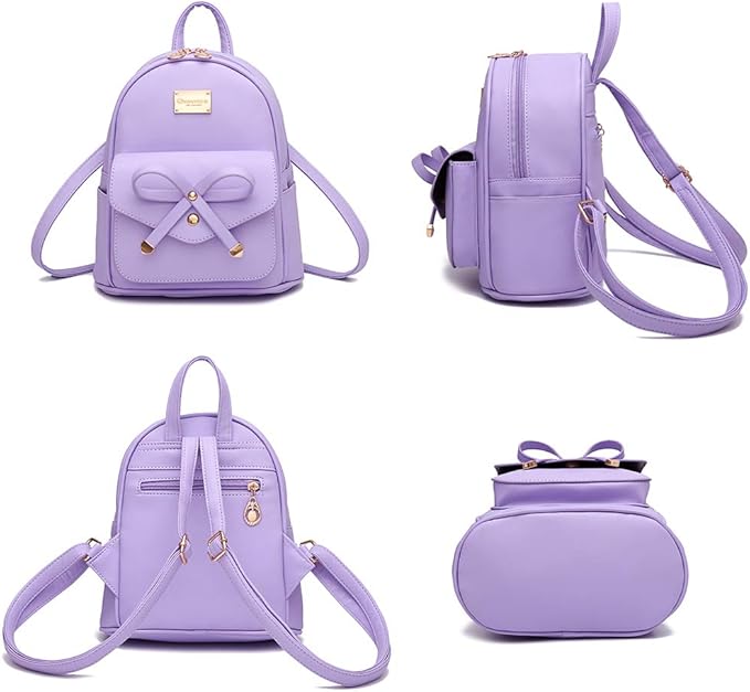 I IHAYNER Girls Bowknot Cute Leather Backpack Mini Backpack Purse for Women