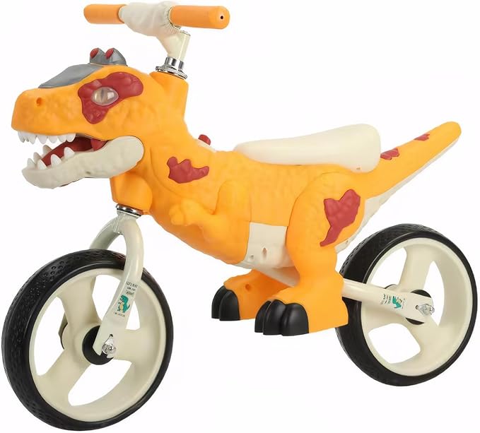 Dinosaur-Themed Toddler Balance Bike Toys for 2-7 Year Old Girls & Boys - Music & Lighting Effects, No-Pedal Training Bike, Best Gifts for Kids with Carbon Steel Frame & Adjustable Handlebar