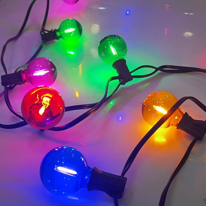 25Ft LED Outdoor String Lights, G40 Outdoor Christmas Decorations Lights Waterproof with 27 LED Globe Multicolor Bulb, Hanging Vintage Christmas Lights for Patio Roofline Backyard Garden Party Decor