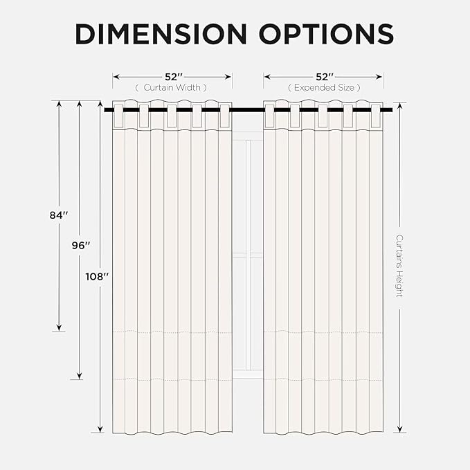 Joydeco Blackout Curtains for Bedroom, Black Out Curtains 108 Inch Long, Room Darkening Noise Reducing Wrinkle-Free Drapes, Black Curtains with Rod Pocket Back Tab 2 Panels (W52 x L108 Inch)